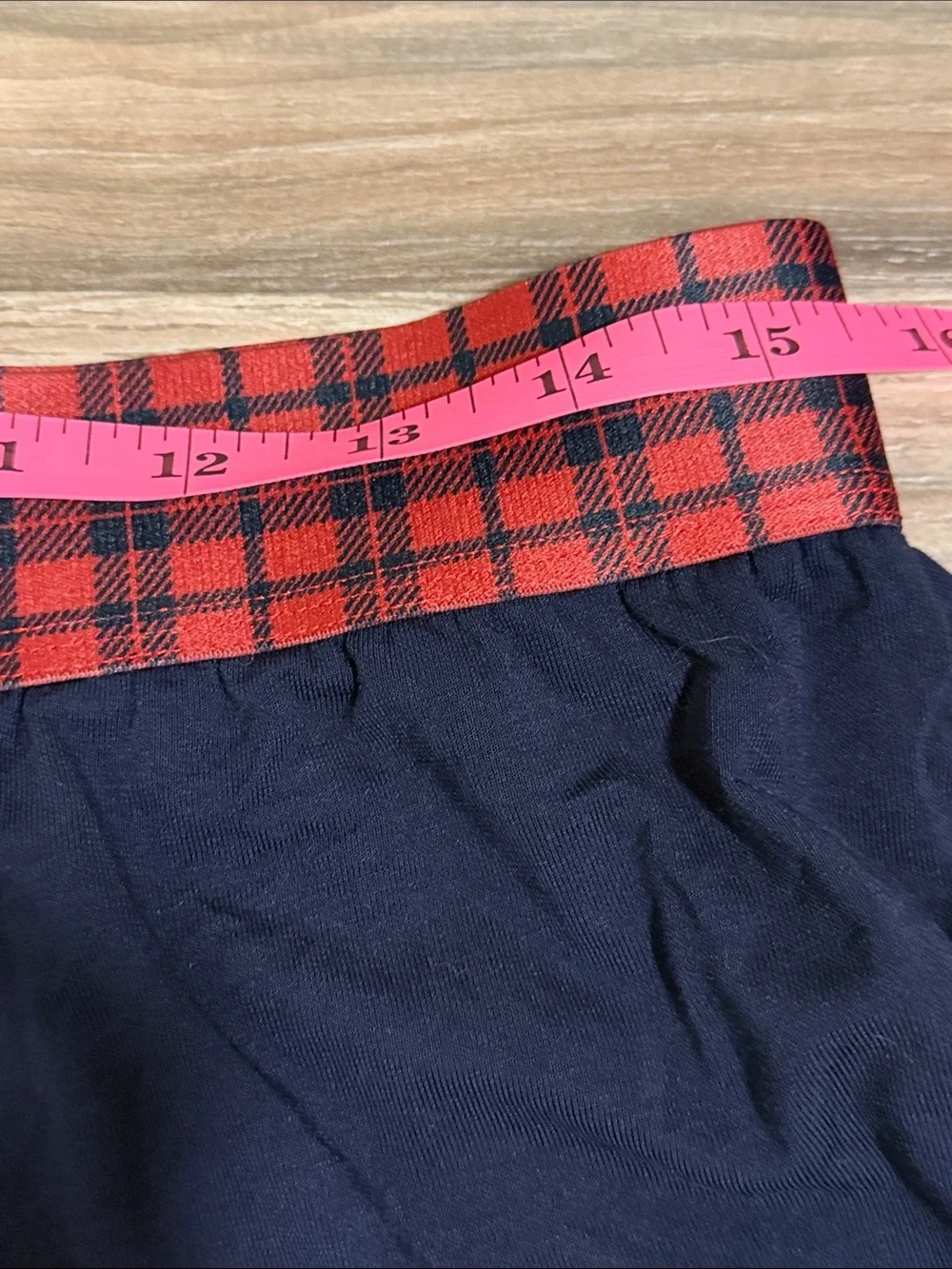 Tommy John Short L Second Skin Pajama Navy Blue Red Plaid Waistband Stretch NWT